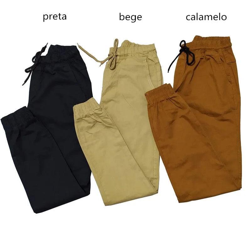 Calças Jogger Sarja Masculino Slim com Elastico