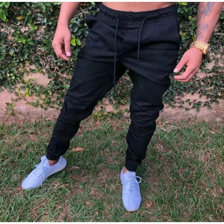 Calças Jogger Sarja Masculino Slim com Elastico