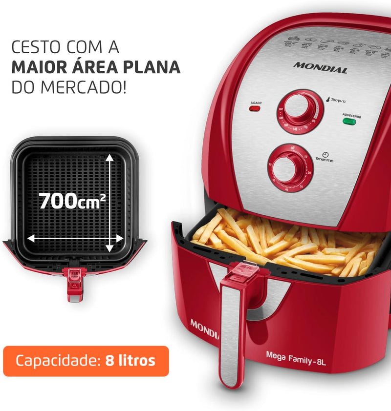 Fritadeira Sem Óleo Air Fryer 8L, Mondial Antiaderente, 1900W, - AFN-80-BI